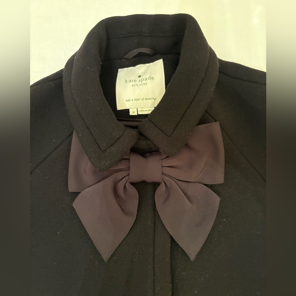 Kate Spade Black Wool Cape with Bow Accent - Picture 7 of 14